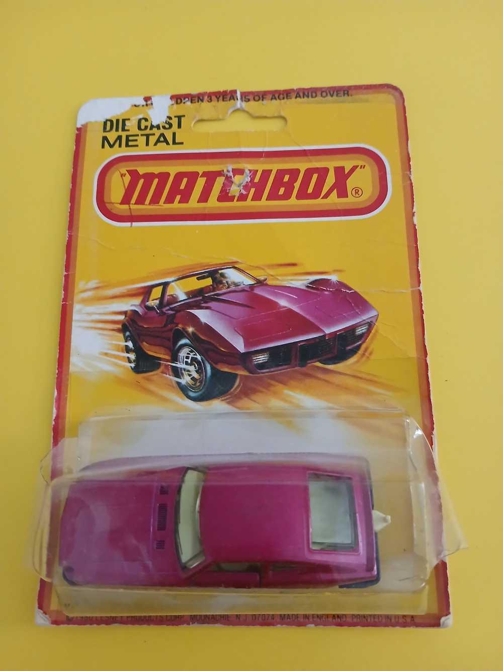 Match Vintage-Style Pink Die-Cast Metal Toy Car in Blister Pack